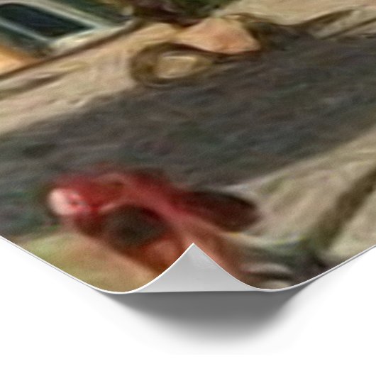 かわいいリトル観光客タウンモダンマウンテンファンタジー ポスター (角)