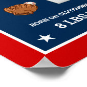 かわいいリトル野球プレーヤー赤ちゃん男の子の誕生統計 ポスター (角)