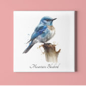 かわいいリトル マウンテン ブルーバード 水彩画 オーダーメイド キャンバスプリント