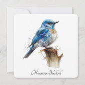 かわいいリトル マウンテン ブルーバード 水彩画 オーダーメイド 招待状 (正面)