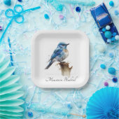 かわいいリトル マウンテン ブルーバード 水彩画、カスタム ペーパープレート (パーティー)