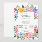 かわいいリトル ワイルドフラワー ベビーシャワーの招待状 招待状 (正面/裏面)