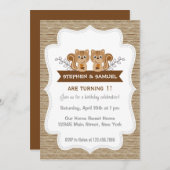 かわいいリトル squirrel の誕生日招待状 ウッドランド 招待状 (正面/裏面)