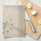 かわいいリネオーガニックンルックフラミンゴ キッチンタオル (四つ折り)