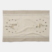 かわいいリネオーガニックンルックフラミンゴ キッチンタオル (横)