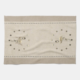 かわいいリネオーガニックンルックフラミンゴ キッチンタオル