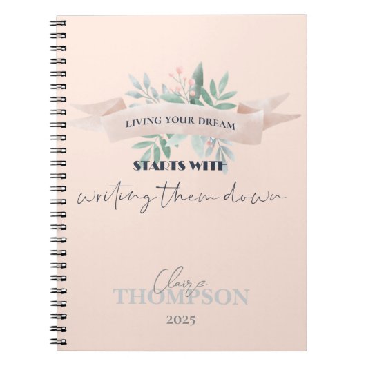 かわいいリビングあなたの夢の引用文思い出を記念 ノートブック (正面)