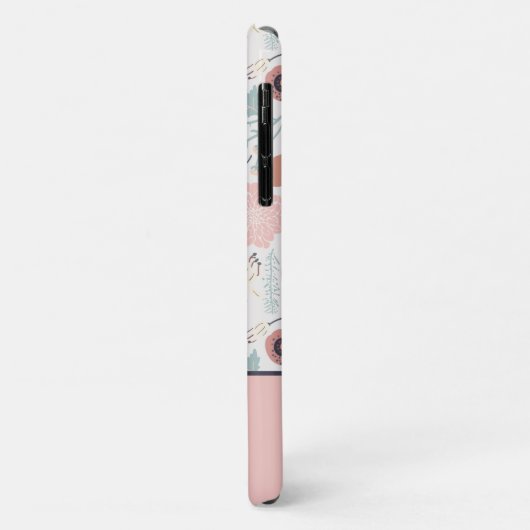 かわいいリピーターピンクのクリームフローラ植物モノグラム Case-Mate iPhoneケース (裏面/左)