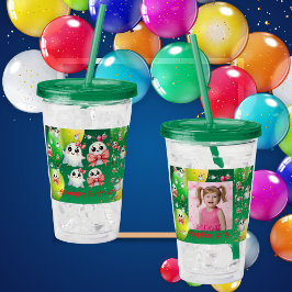 かわいいリボンのおばけのハロウィン誕生日写真 アクリルタンブラー