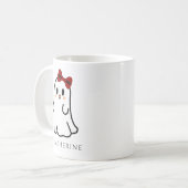 かわいいリボンのハロウィンガイコツ コーヒーマグカップ (正面左)