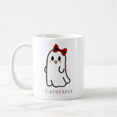 かわいいリボンのハロウィンガイコツ コーヒーマグカップ (左)