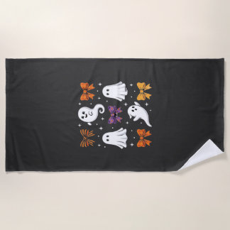 かわいいリボンのハロウィーンゴースト デザイン_1 ビーチタオル