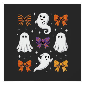 かわいいリボンのハロウィーンゴースト デザイン_1 ポスター