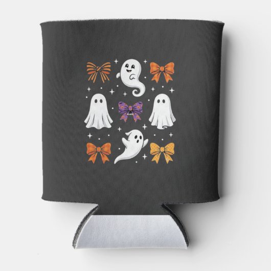 かわいいリボンのハロウィーンゴースト デザイン_1 缶クーラー (正面)