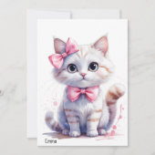 かわいいリボンの猫お誕生日おめでとう 招待状 (正面)