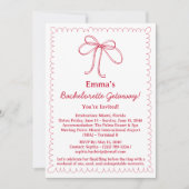 かわいいリボンバチェロレッテ旅行&旅程 招待状 (正面)