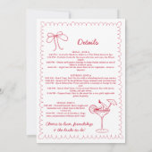 かわいいリボンバチェロレッテ旅行&旅程 招待状 (裏面)