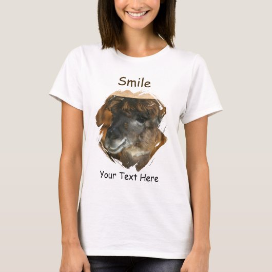 かわいいリラックスしたアルパカ Tシャツ (正面)