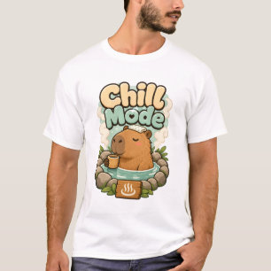 かわいいリラックスモードカピバラ温泉イラスト Tシャツ