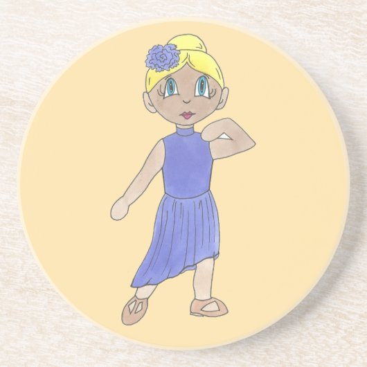 かわいいリリリカルなダンサーガールダンススタジオ先生ギフト コースター (正面)