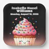 かわいいリルのカップケーキが赤ちゃんシャワーを振りかけます ペーパープレート (正面)