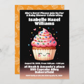 かわいいリルのカップケーキが赤ちゃんシャワーを振りかけます 招待状 (正面/裏面)