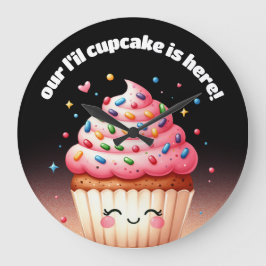 かわいいリルのカップケーキスプリンクル子供部屋 ラージ壁時計
