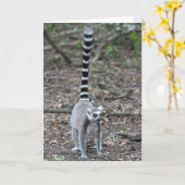 かわいいリング後につかれたLemurの写真 カード (黄色い花)