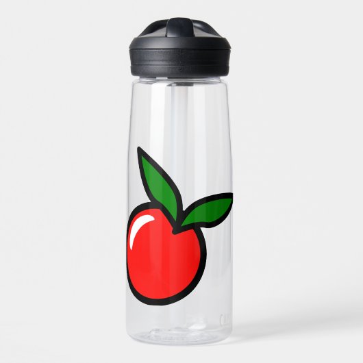 かわいいリンゴさくらんぼレッドフルーツおもしろいキッチンアニメ ウォーターボトル (正面)