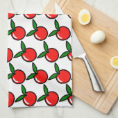 かわいいリンゴさくらんぼレッドフルーツおもしろいキッチンアニメ キッチンタオル (四つ折り)
