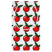 かわいいリンゴさくらんぼレッドフルーツおもしろいキッチンアニメ スモールペーパーバッグ (裏面)