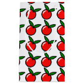 かわいいリンゴさくらんぼレッドフルーツおもしろいキッチンアニメ スモールペーパーバッグ (正面)