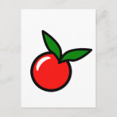 かわいいリンゴさくらんぼレッドフルーツおもしろいキッチンアニメ ポストカード (正面)
