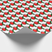 かわいいリンゴさくらんぼレッドフルーツおもしろいキッチンアニメ ラッピングペーパー (角)