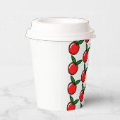 かわいいリンゴさくらんぼレッドフルーツおもしろいキッチンアニメ 紙コップ (右)