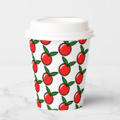 かわいいリンゴさくらんぼレッドフルーツおもしろいキッチンアニメ 紙コップ (正面)