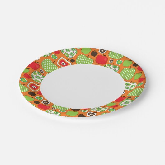 かわいいリンゴのイラストレーションパターン ペーパープレート (アングル)