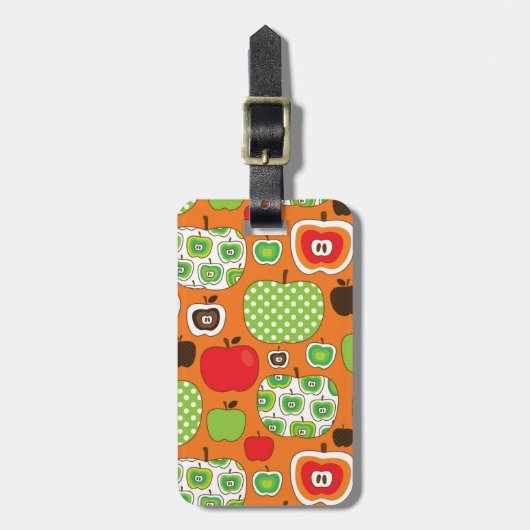 かわいいリンゴのイラストレーション模様 ラゲッジタグ (正面縦)