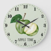 かわいいリンゴのタイムフルーツキッチン ラージ壁時計 (正面)