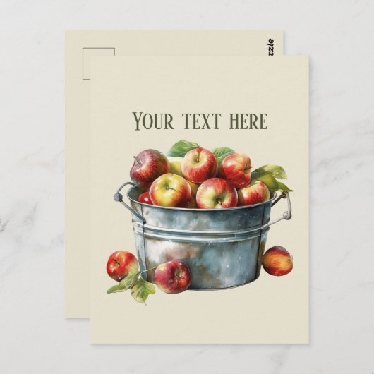 かわいいリンゴのベンダーのフルーツ愛好家の果樹果肉を追加文字 ポストカード (正面/裏面)