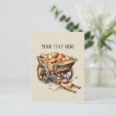 かわいいリンゴのベンダーのフルーツ愛好家の果樹果肉を追加文字 ポストカード (スタンド正面)