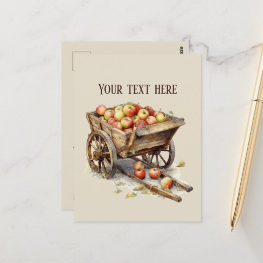 かわいいリンゴのベンダーのフルーツ愛好家の果樹果肉を追加文字 ポストカード (正面/裏面インサイチュ)