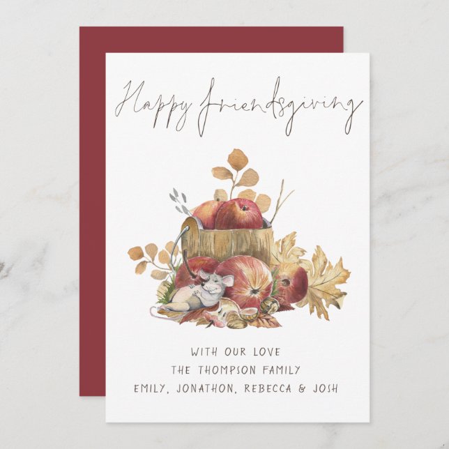 かわいいリンゴの葉と幸せな友情 (正面/裏面)