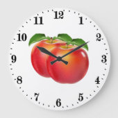 かわいいリンゴ好きのフルーツキッチンデカール ラージ壁時計 (正面)
