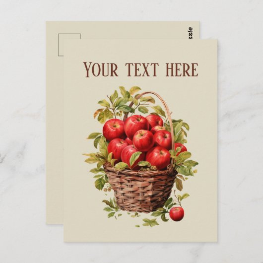 かわいいリンゴ愛好家のベンダーのフルーツ追加メッセージ ポストカード (正面/裏面)
