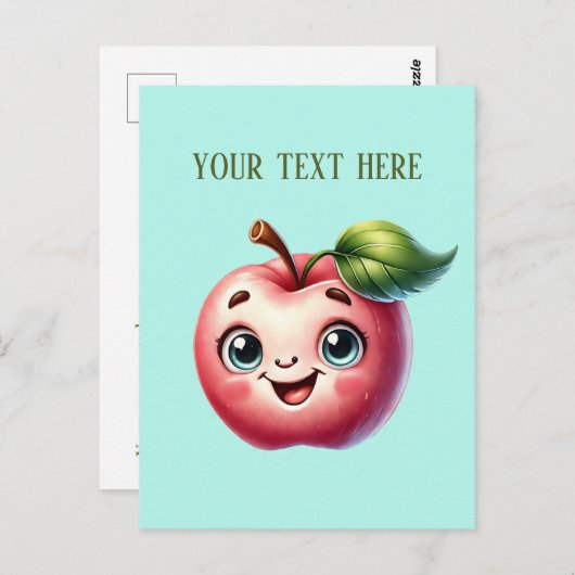 かわいいリンゴ愛好家の追加文字 ポストカード (正面/裏面)