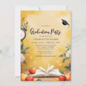 かわいいリンゴ本先生卒業パーティー写真 招待状 (正面)