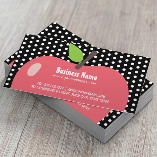 かわいいリンゴ気にの子の黒い点 名刺