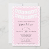 かわいいリンドウのピンクのベイビーシャワーのご招待 招待状 (正面)