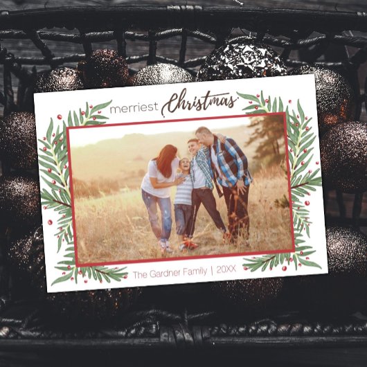 かわいいリースメリークリスマスホリーカード シーズンカード